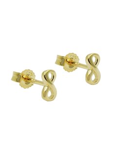 stud earrings 6x3mm infinity sign shiny 18k gold