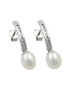 earrings studs pearl 9k white gold