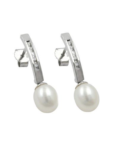 earrings studs pearl 9k white gold