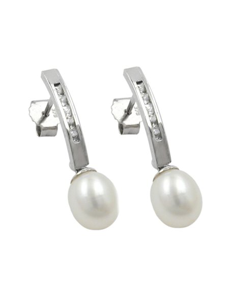 earrings studs pearl 9k white gold