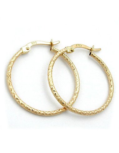 hoop earrings diamond cut 9k gold