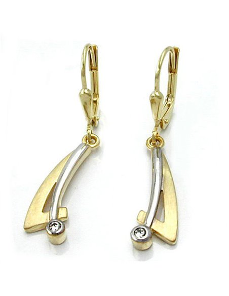 earrings leverback zirconia 9k gold