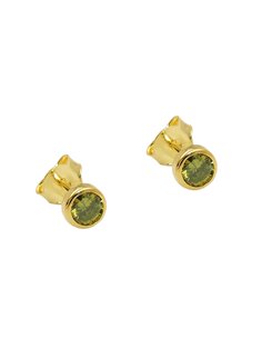 stud earrings 4.5mm cubic zirconia olive green 9k gold
