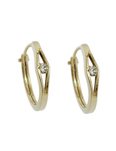 hoop earrings 12x2.3mm square closure cubic zirconia 9k gold