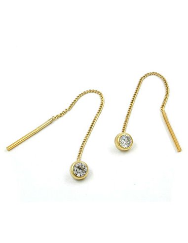 earrings chain zirconia 9k gold