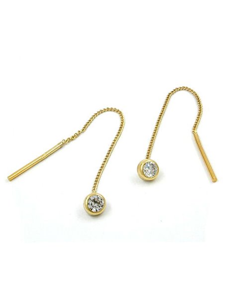 earrings chain zirconia 9k gold