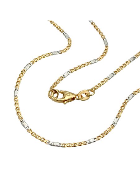 bracelet 1.4mm mariner chain bicolor 14k gold 19cm