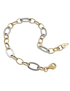 bracelet 7mm anchor chain oval bicolor alloyed white gold 9k gold 19cm