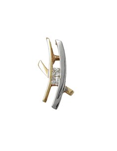 pendant 15x7mm bicolor two-tone shiny with zirconias 9k gold