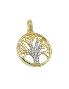 pendant tree of life zirconias 9k gold