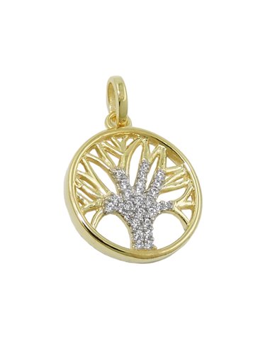 pendant tree of life zirconias 9k gold