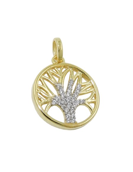 pendant tree of life zirconias 9k gold