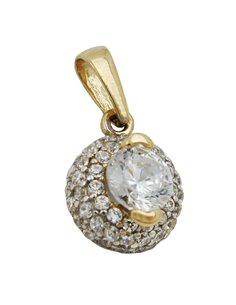 pendant 9mm with many zirconias 9k gold