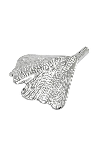 pendant 24mm ginkgo leaf 9kt white gold