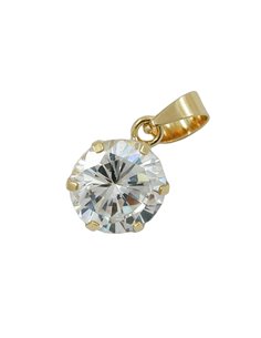 pendant 8mm cubic zirconia white round 9kt gold