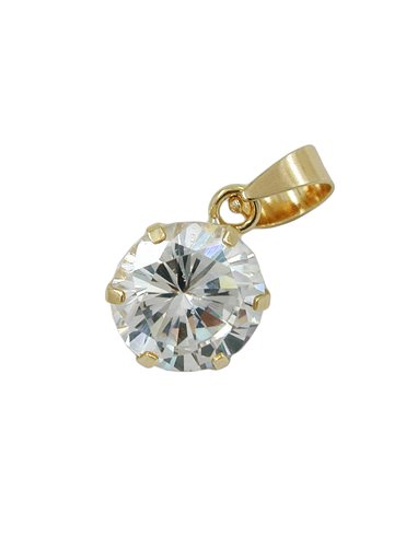 pendant 8mm cubic zirconia white round 9kt gold