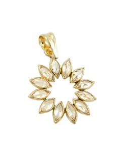pendant 14mm flower of 12 white zirconias 9k gold