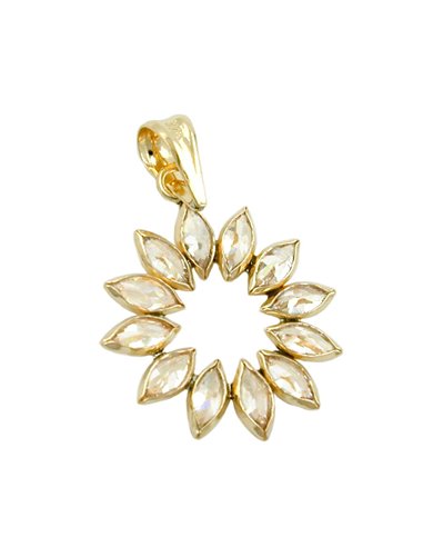 pendant 14mm flower of 12 white zirconias 9k gold