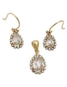 set earring/pendant zirconias 9k gold