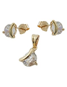 set ear studs/ pendant zirconia 9k gold