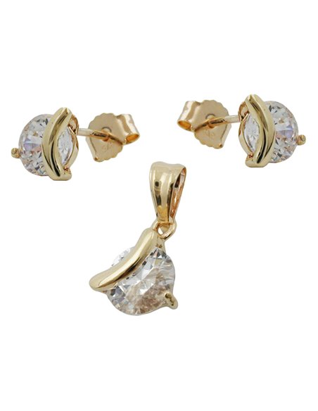 set ear studs/ pendant zirconia 9k gold