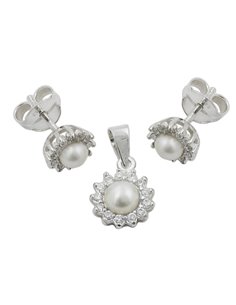 a set of earrings and pendant silver 925