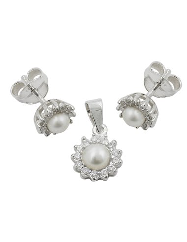 a set of earrings and pendant silver 925
