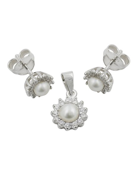 a set of earrings and pendant silver 925